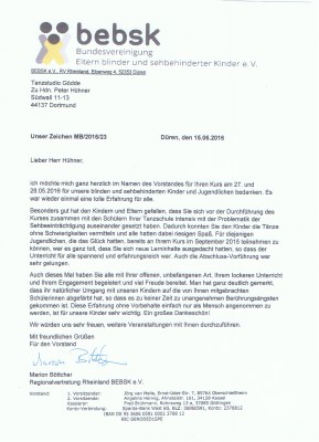 Blinde Mai Bescheinigung